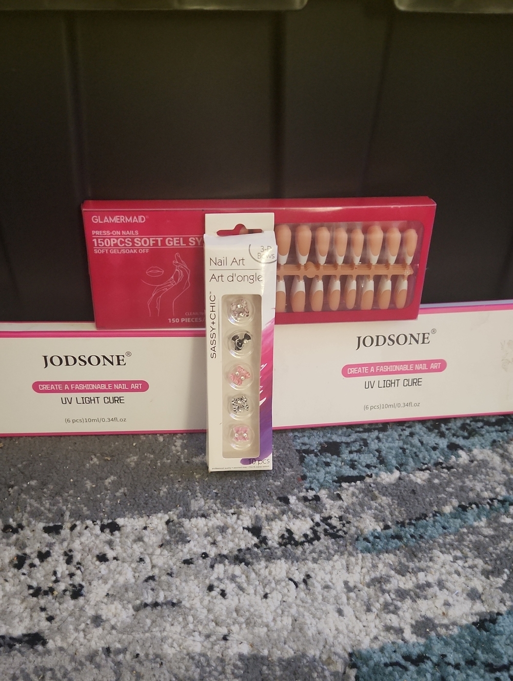 4 Piece Bundle Jodsone UV Light Cure Nail Kit with Nail Art Accents